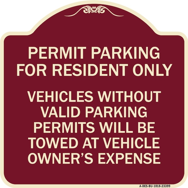 Parking Permit Permit Parking for Residents Only Vehicles Without Valid Parking Permi, BU-1818-23399